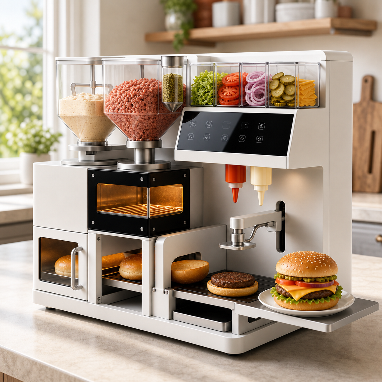 Automated Countertop Burger Preparation Station