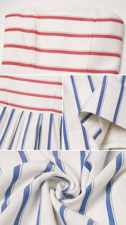 Close-up detail of fabric texture and stripe pattern