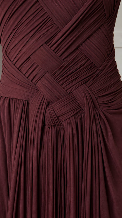 Close-up of woven pleated bodice detail