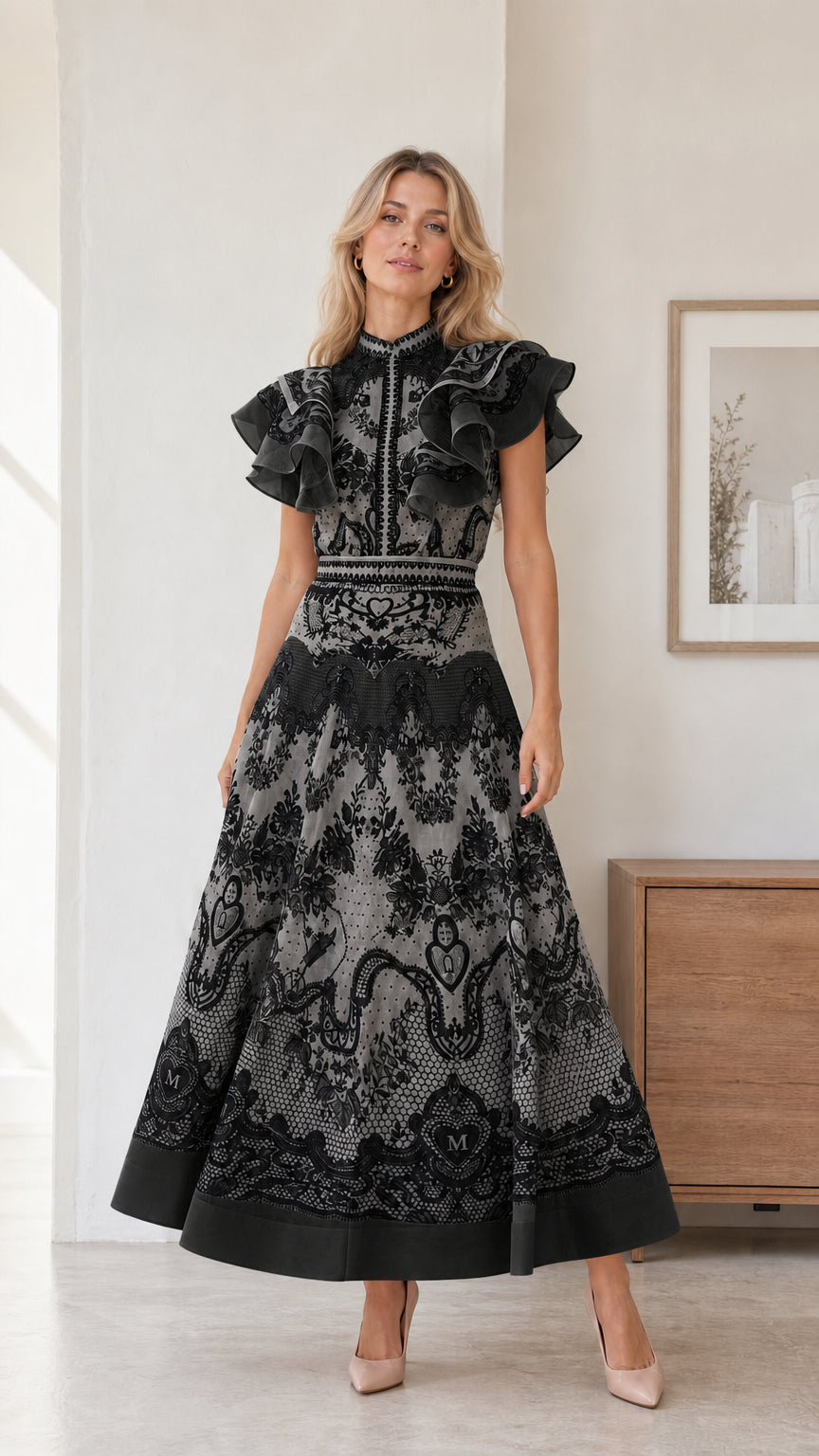 Full view of model wearing black color variant