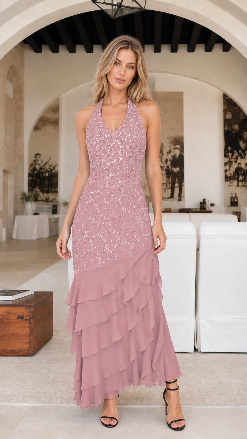 Dusty rose variant of the formal evening dress