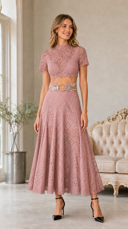 Front view in dusty rose color variant