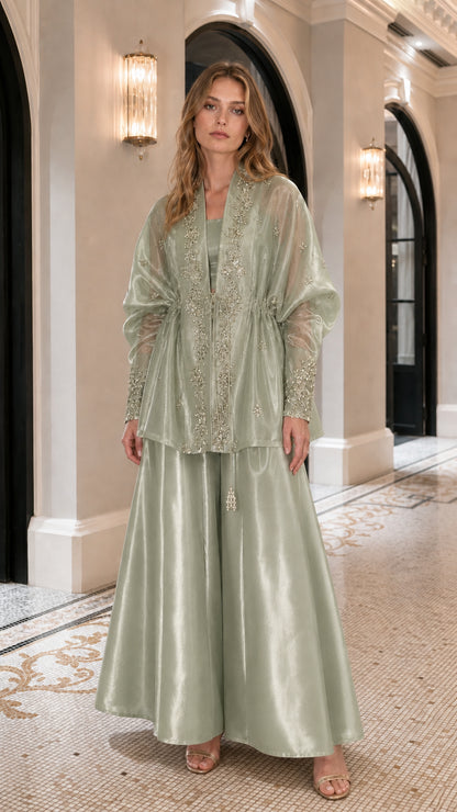 Front full view of sage green color variant