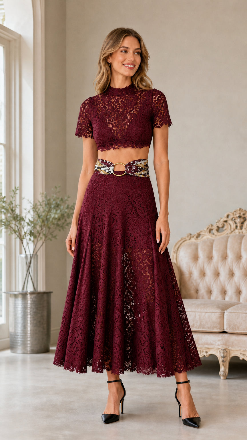 Front view in burgundy color variant