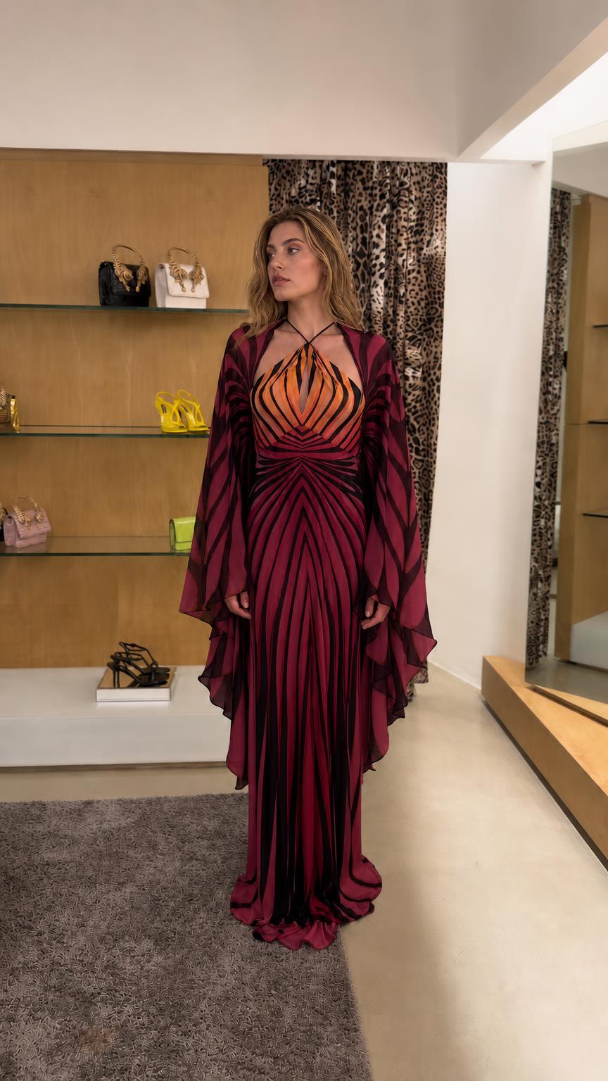 Burgundy color variant of the maxi dress