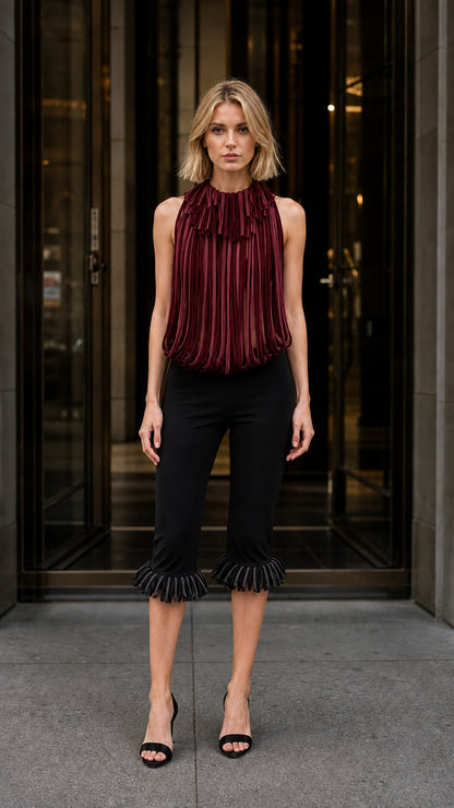Front view in burgundy color variant