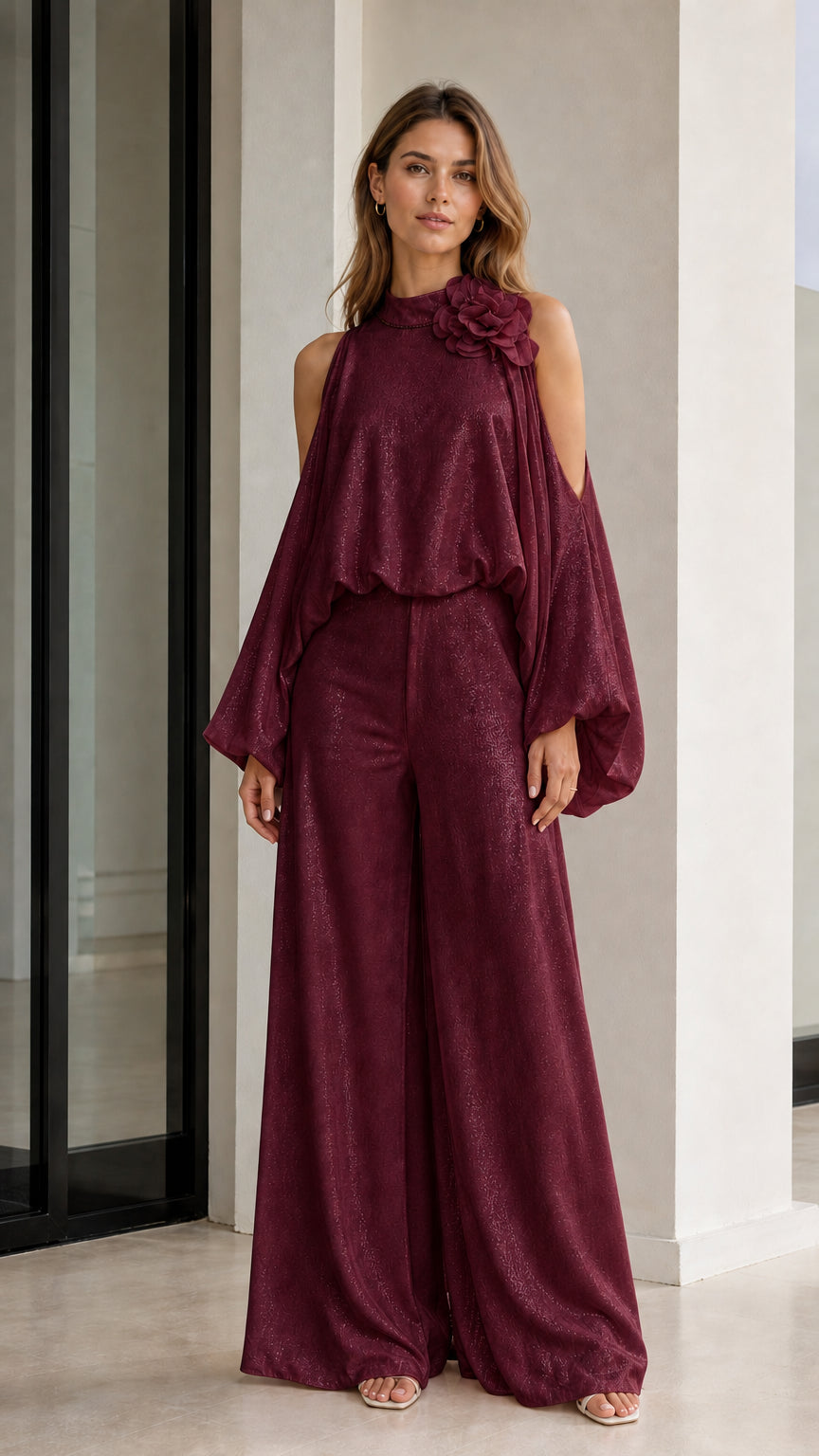 Front view of the rich burgundy color variant