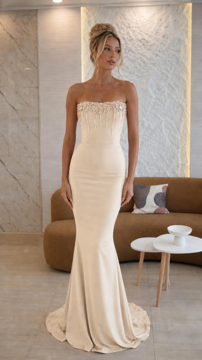Front view of Champagne evening dress variant
