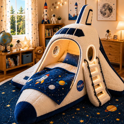 Space Shuttle-Inspired Plush Sleeping Bed
