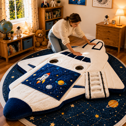 Space Shuttle-Inspired Plush Sleeping Bed