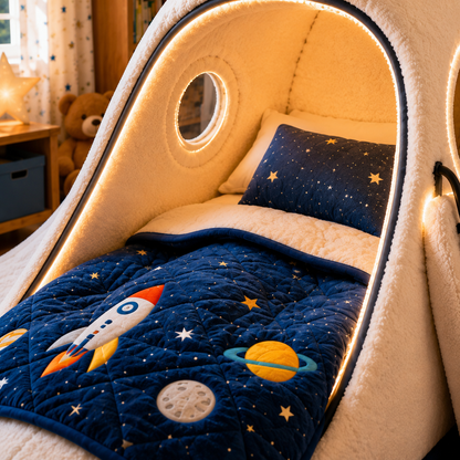 Space Shuttle-Inspired Plush Sleeping Bed