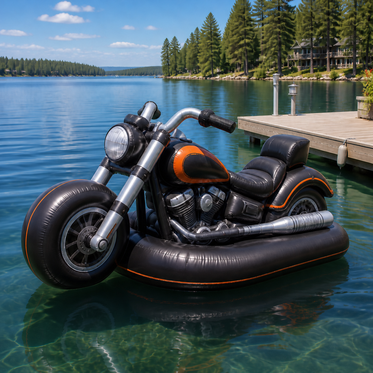 Cruiser-Style Inflatable Motorcycle Lake Float