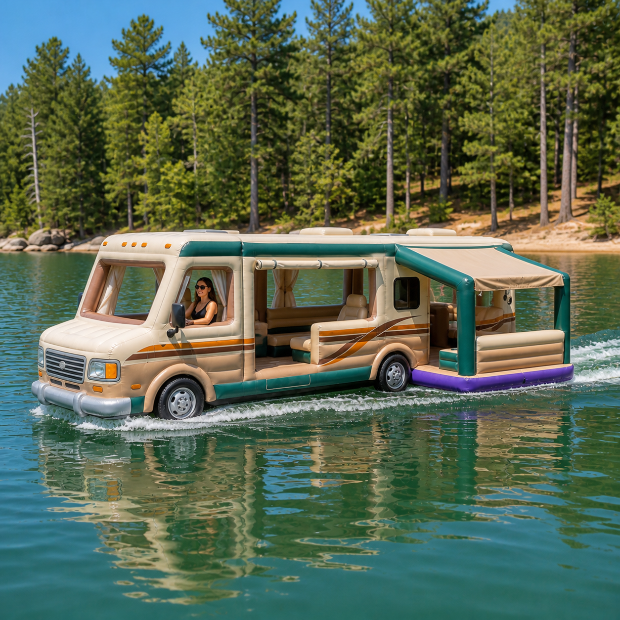 Inflatable RV-Shaped Lake Lounge
