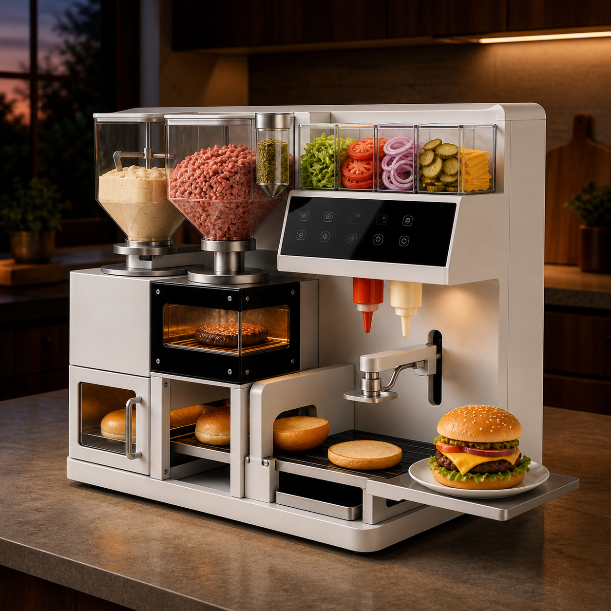 Automated Countertop Burger Preparation Station