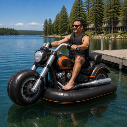 Cruiser-Style Inflatable Motorcycle Lake Float