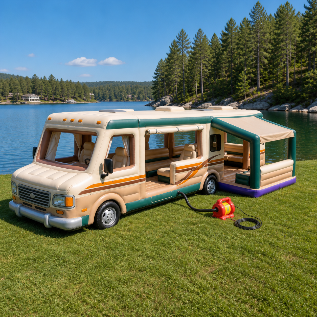 Inflatable RV-Shaped Lake Lounge