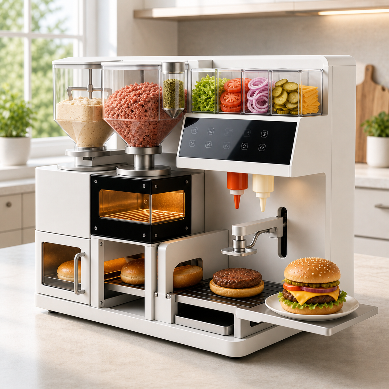 Automated Countertop Burger Preparation Station