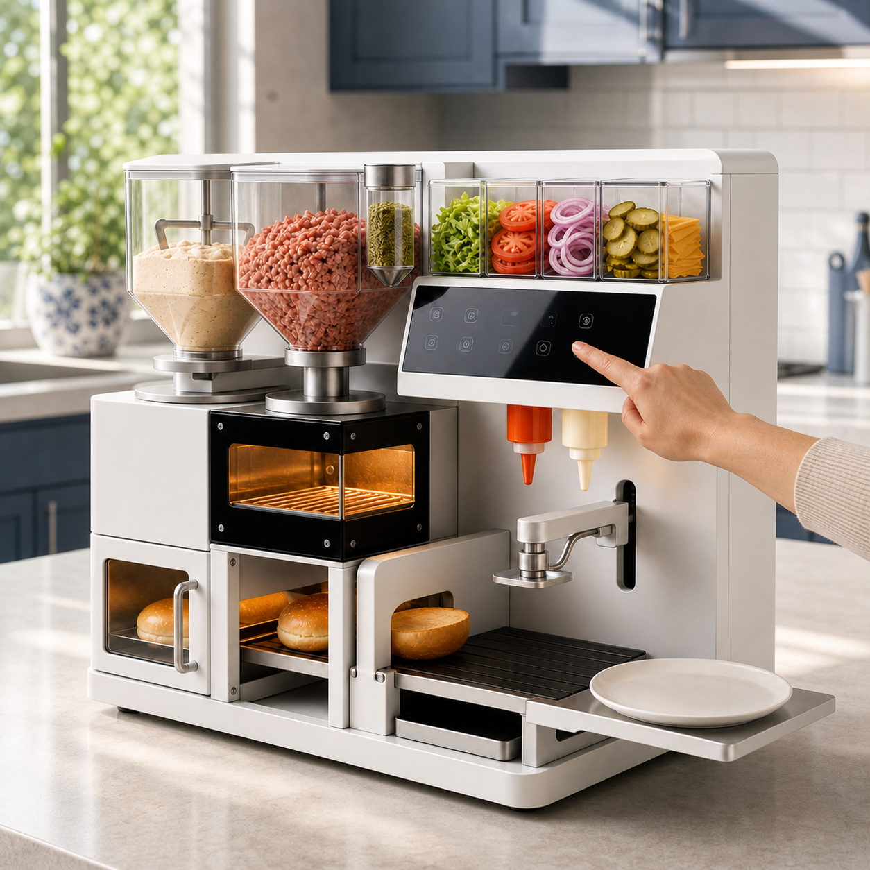 Automated Countertop Burger Preparation Station