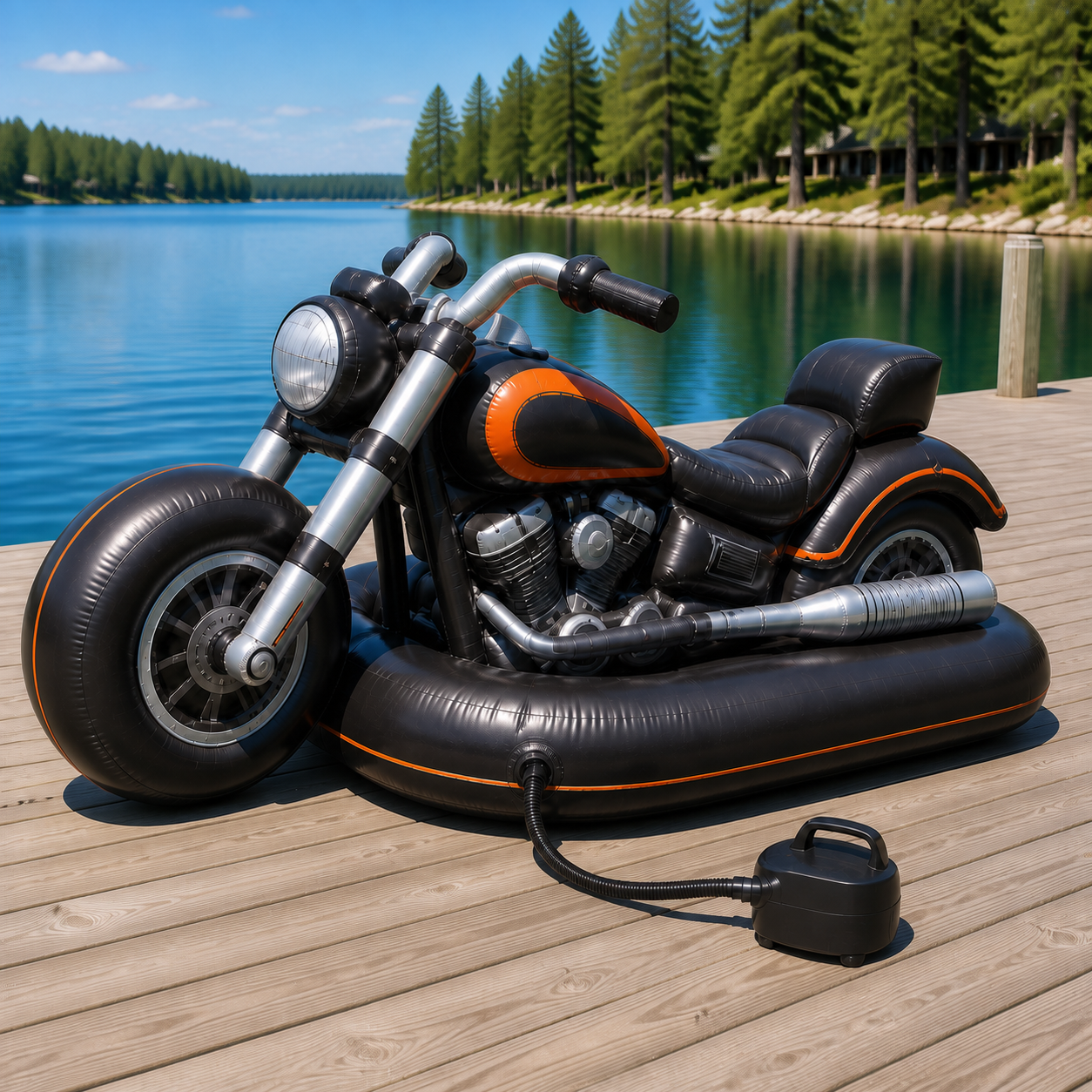 Cruiser-Style Inflatable Motorcycle Lake Float