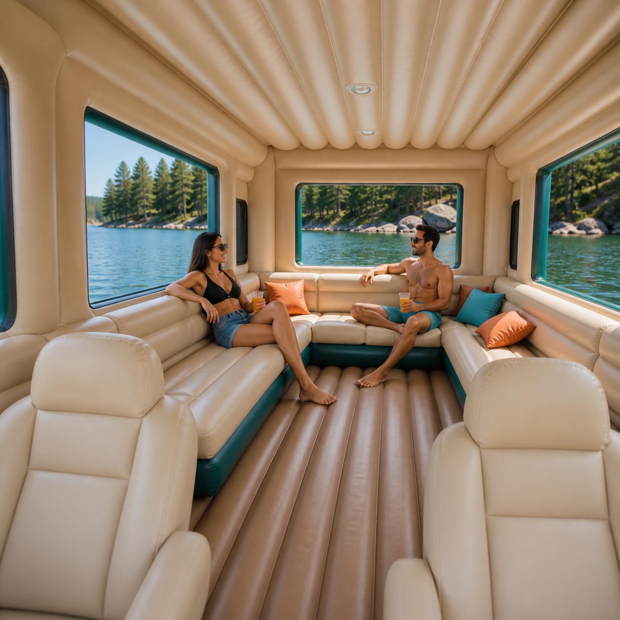 Inflatable RV-Shaped Lake Lounge