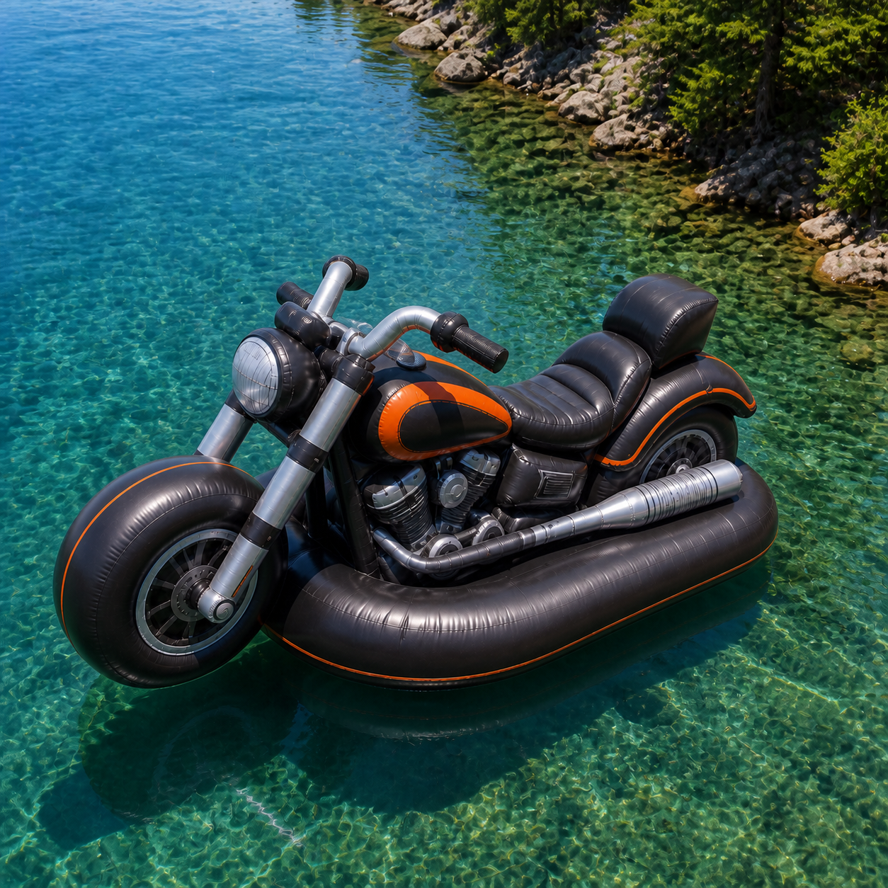 Cruiser-Style Inflatable Motorcycle Lake Float
