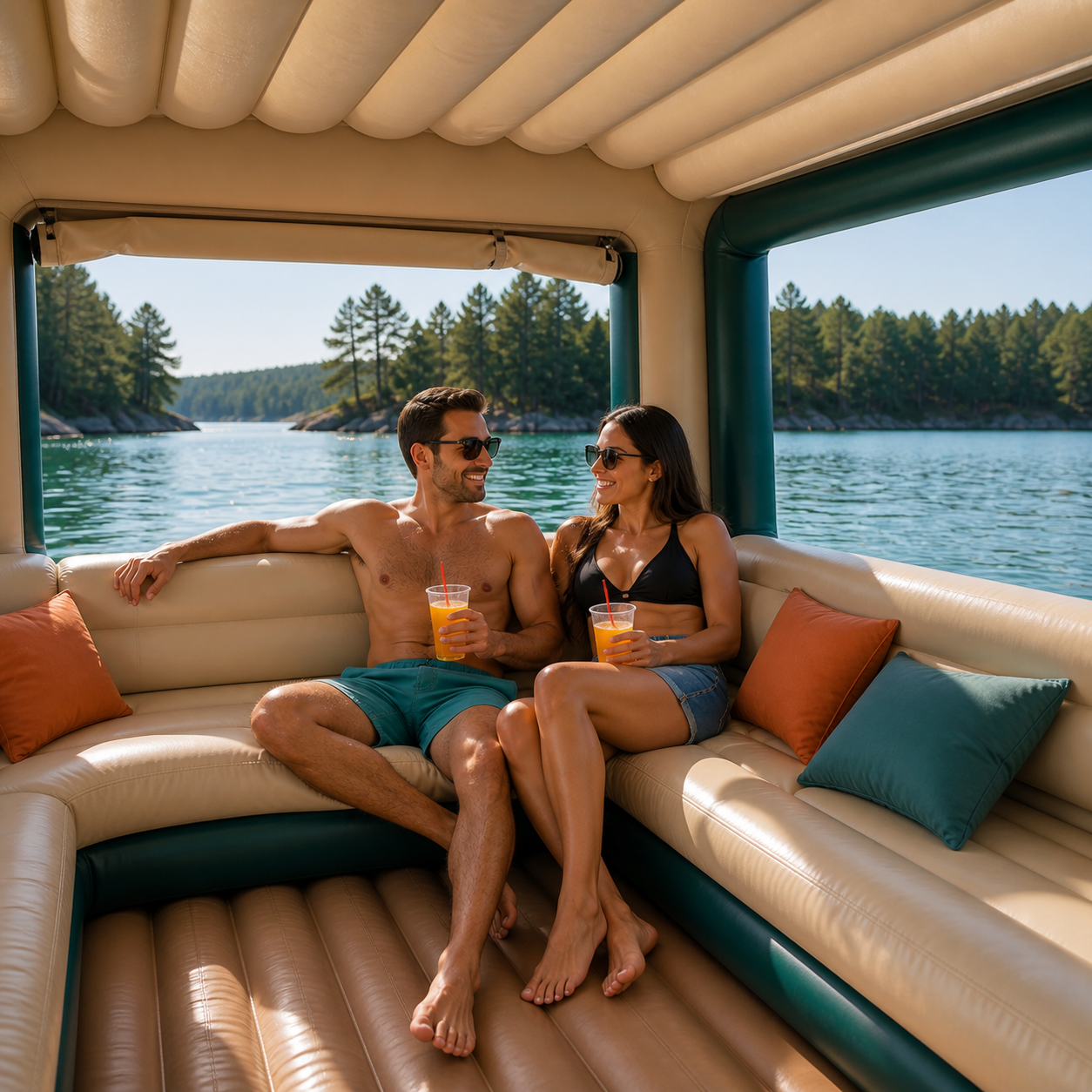 Inflatable RV-Shaped Lake Lounge