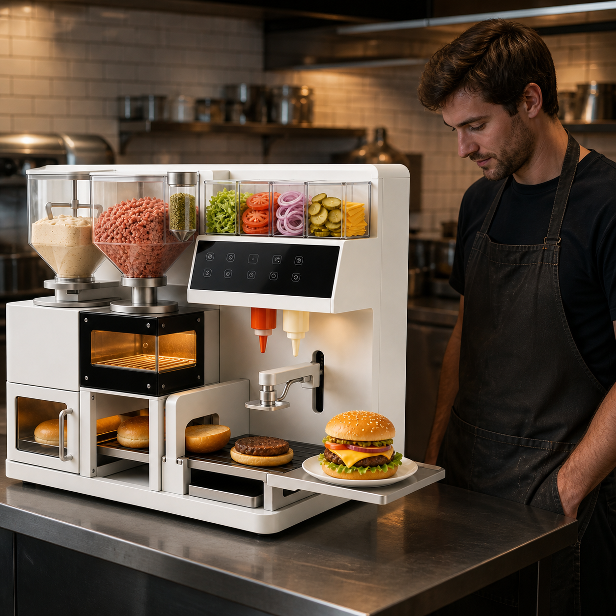 Automated Countertop Burger Preparation Station