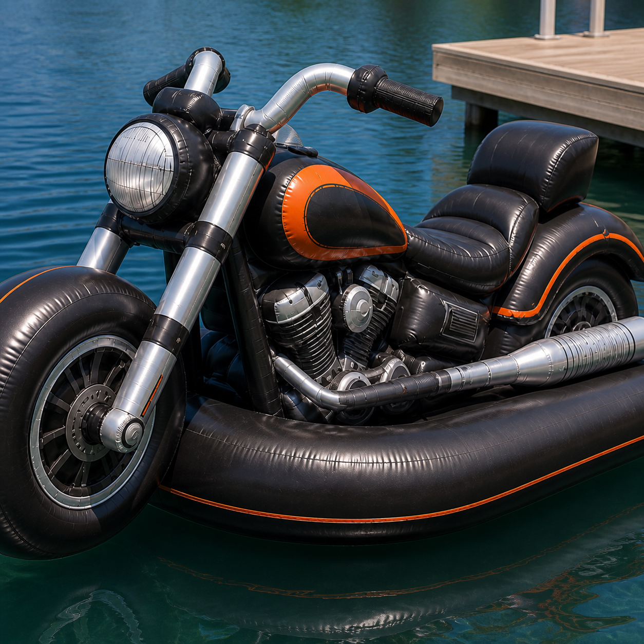 Cruiser-Style Inflatable Motorcycle Lake Float