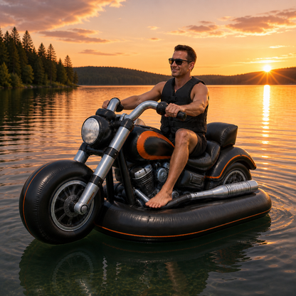 Cruiser-Style Inflatable Motorcycle Lake Float