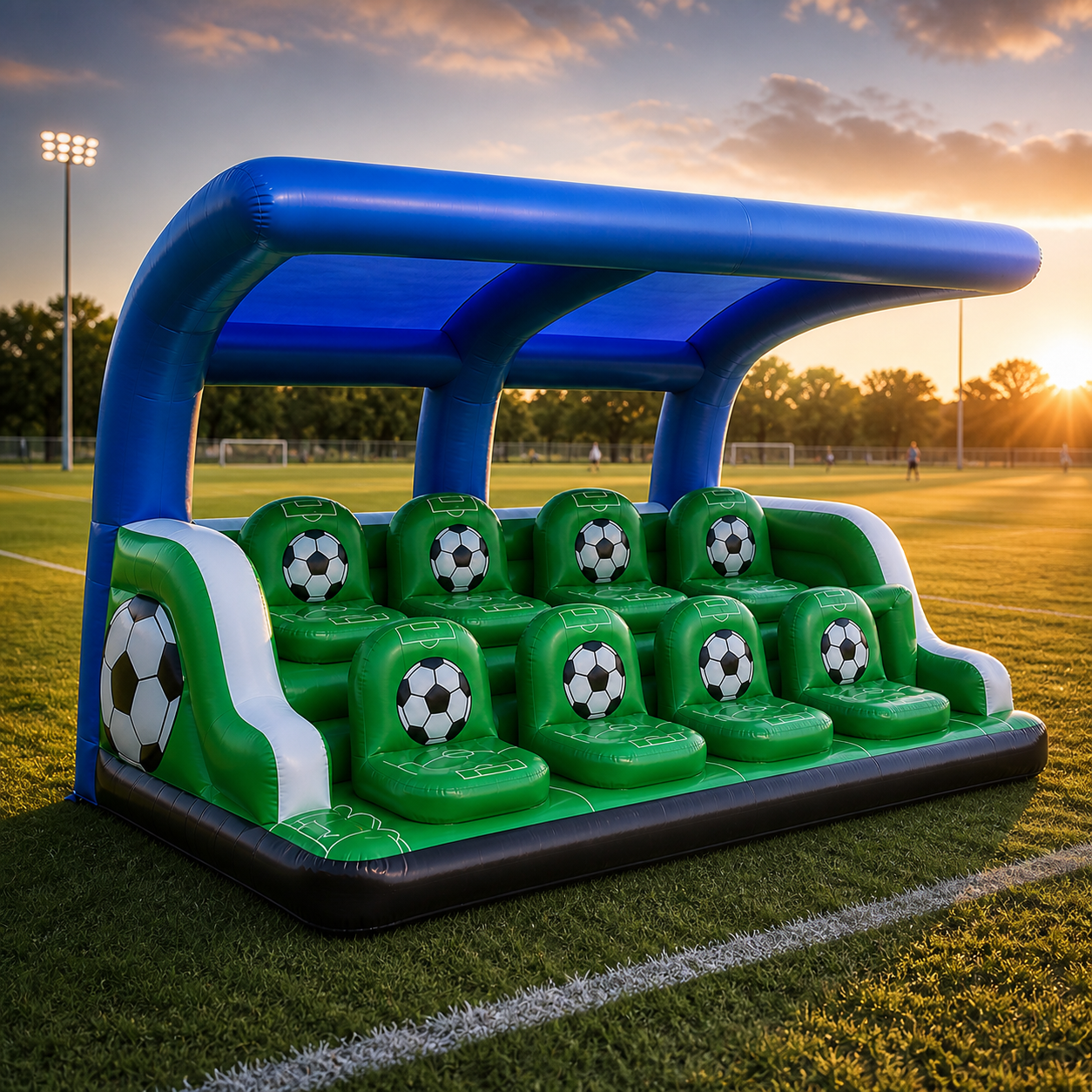 8-Seat Inflatable Soccer Sideline Lounge with Canopy